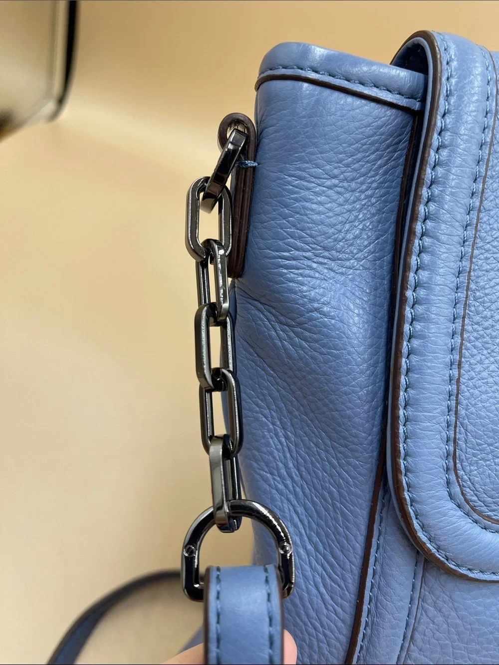 Tory Burch Beautiful Blue Pebbled Leather Crossbody with Gunmetal hardware